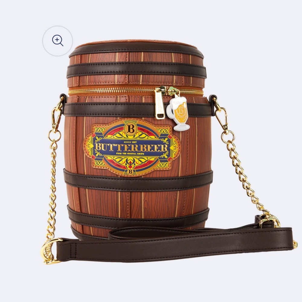 Loungefly Warner Bros Harry Potter ButterBeer Barrel Crossbody Bag Brown‎ NWT